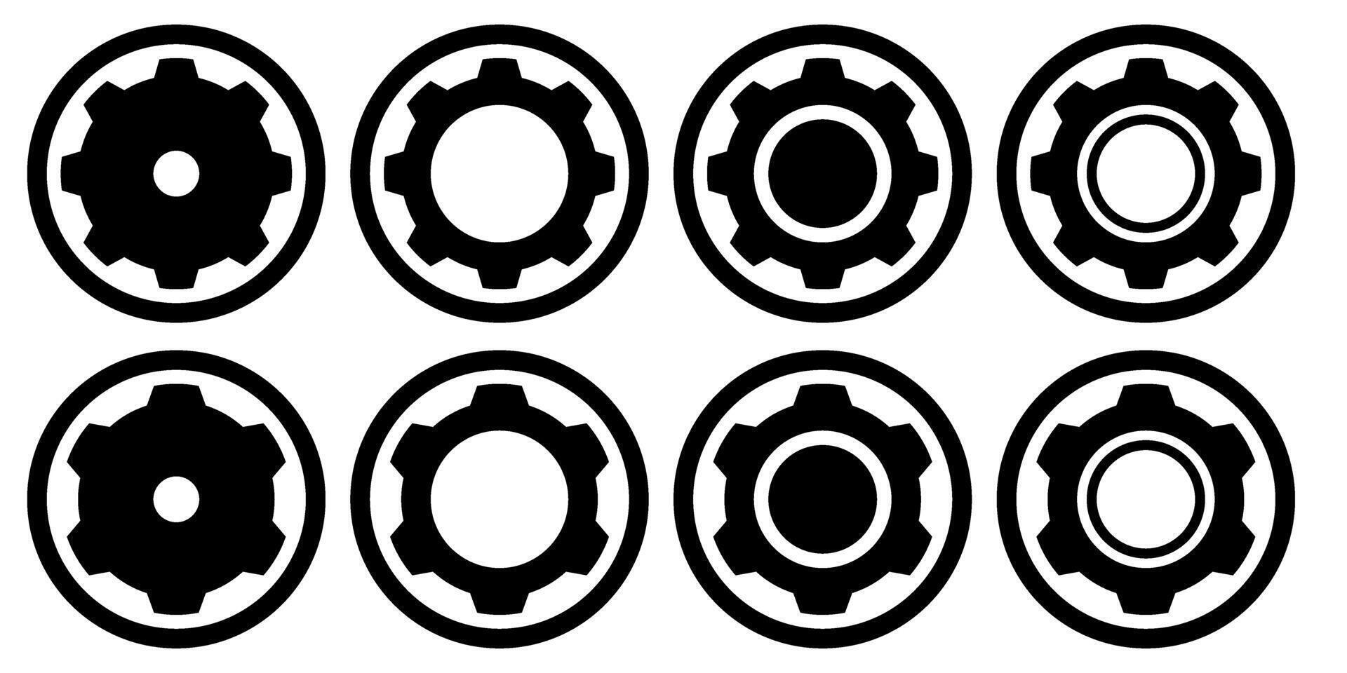 Simple Setting Icon Set With Circle Line For Light Mode vector