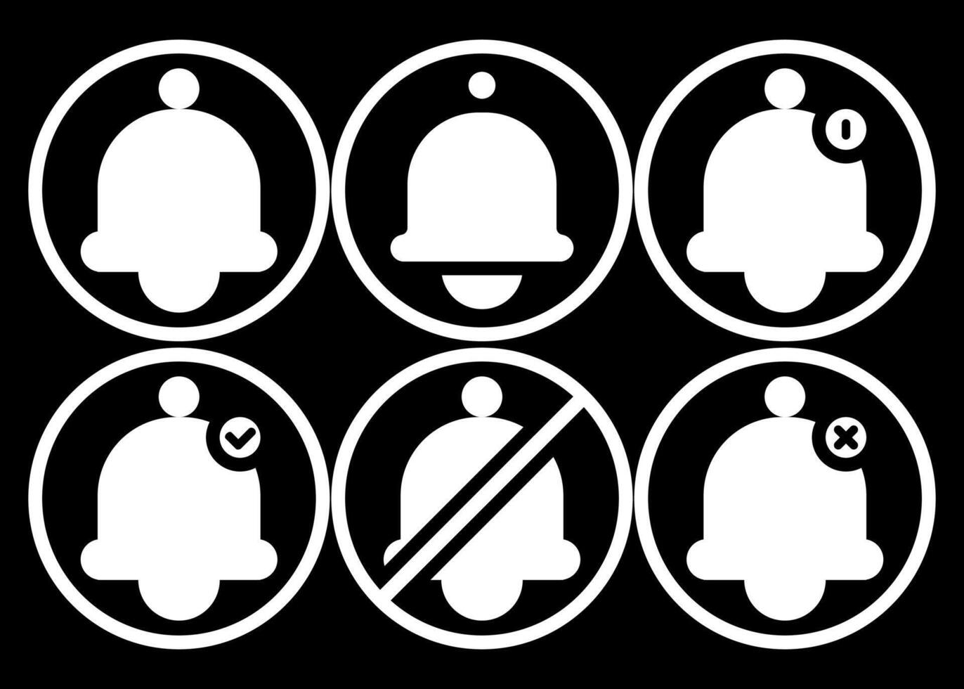 Notification Bell Icon Set With Circle Line For Dark Mode Or Light Mode vector