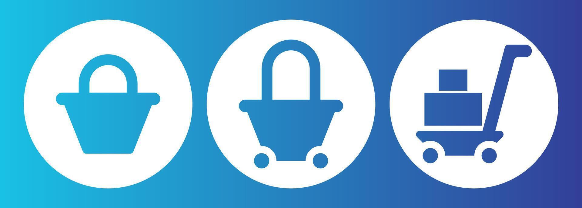 Minimalist Shopping Cart and Basket Icons Print vector