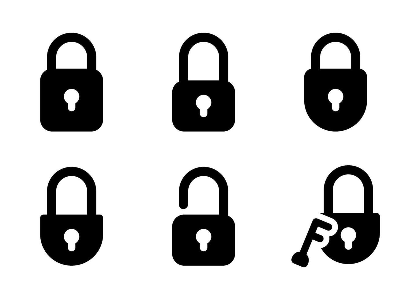 Minimalist Lock and Key Icons Light Mode vector