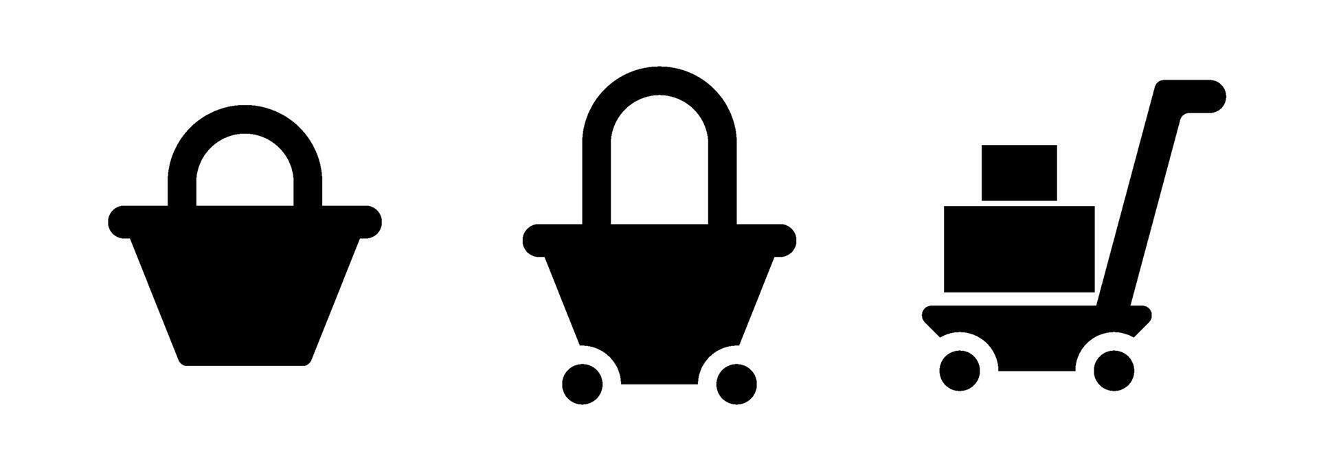 Minimalist Shopping Cart and Basket Icons For Light Mode vector