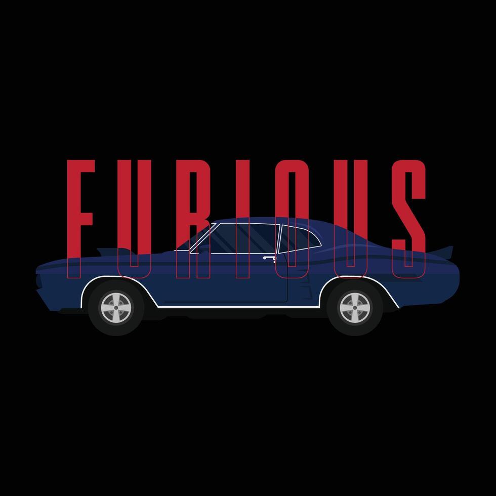 Furious typography car tshirt design. vector