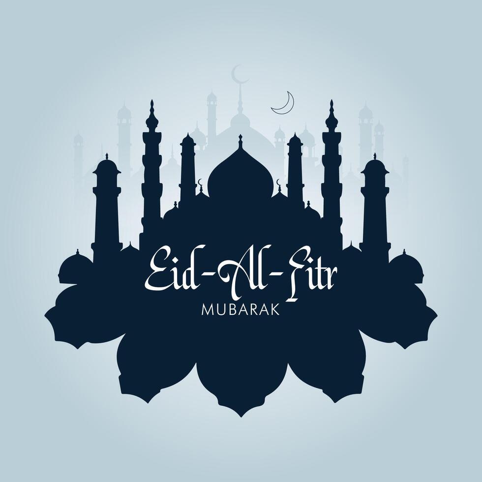 Eid Al-Fitr Mubarak Poster Design A Minimalist Masterpiece Showcasing Elegant Arabic Calligraphy and Typography vector