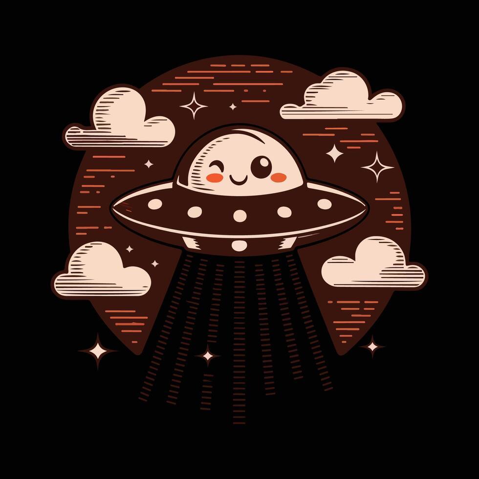 Simple UFO t shirt design.Unique and Trendy T-Shirt Design. vector