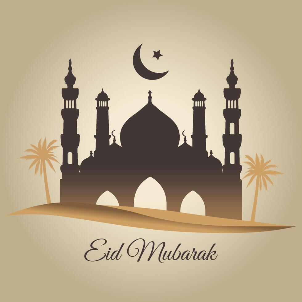 Minimalist Eid Al-Fitr Mubarak Poster Featuring Elegant Arabic Typography and Artistic Calligraphy for a Modern Festive Touch vector