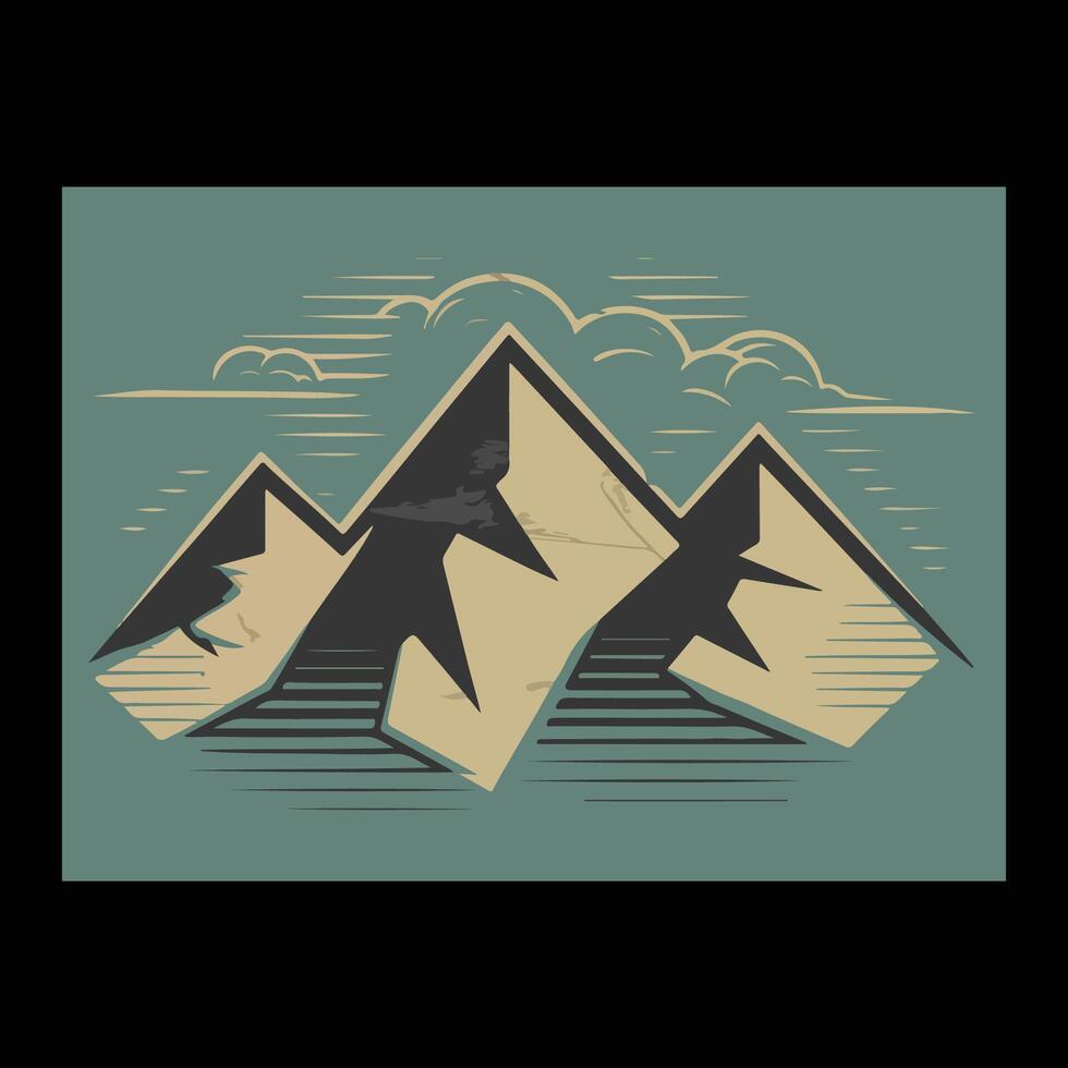 Vintage Mountain Inspired Custom Minimalist T-Shirt Design Versatile Art for Logos, Badges, Labels, Posters, and Icons. vector