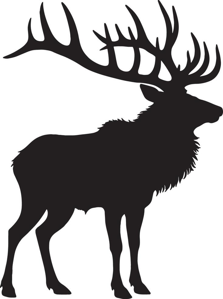 Silhouette of a majestic elk standing tall with its impressive antlers displayed vector