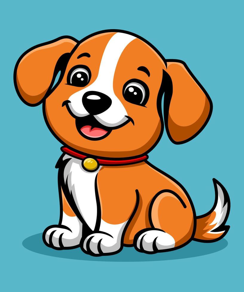 Happy smiling Puppy Cartoon illustration vector
