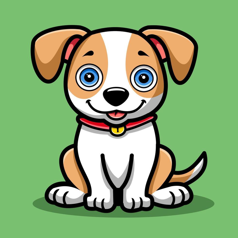 cute puppy sitting with funny smile on cartoon illustration vector