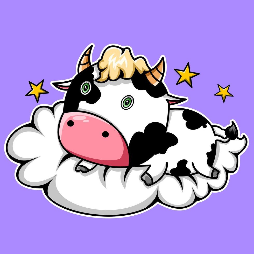 Cute cartoon sleeping ont the clouds with stars vector