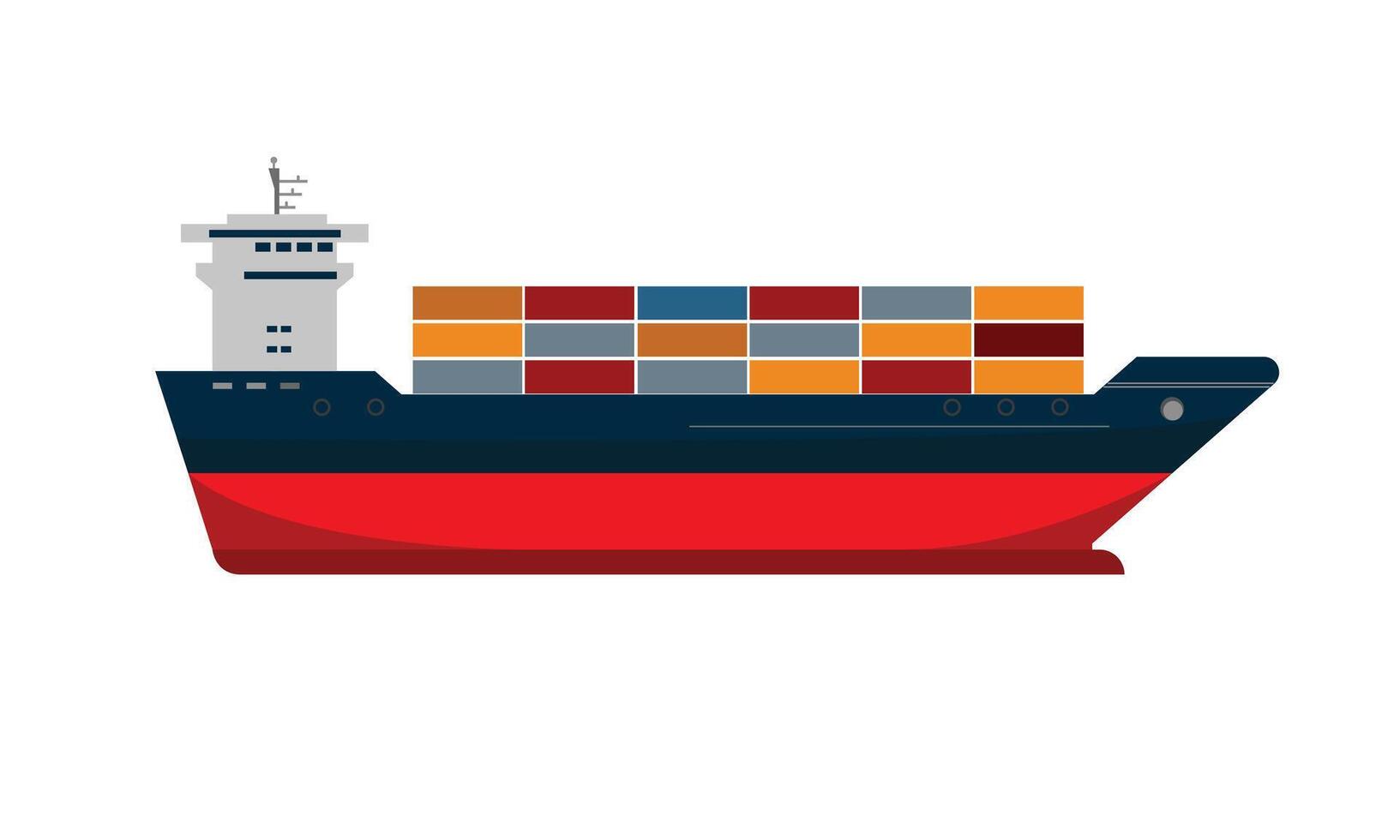 Container ship boxship with intermodal containers doing cargo shipment vector