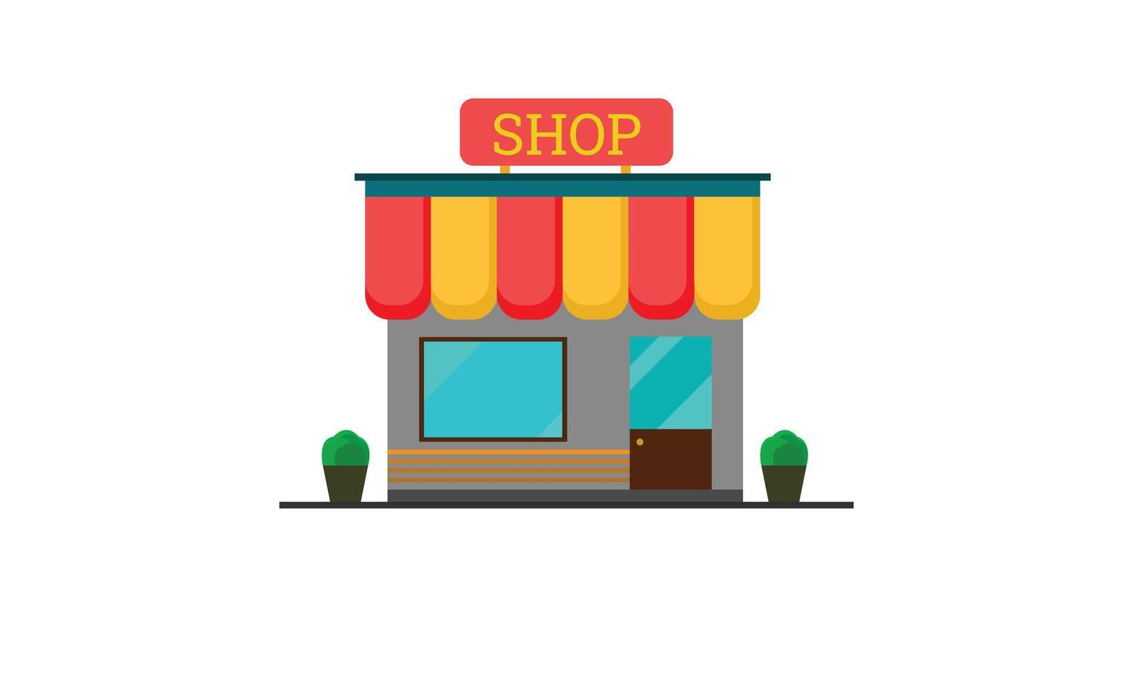 Small modern shop store with colorful roof vector