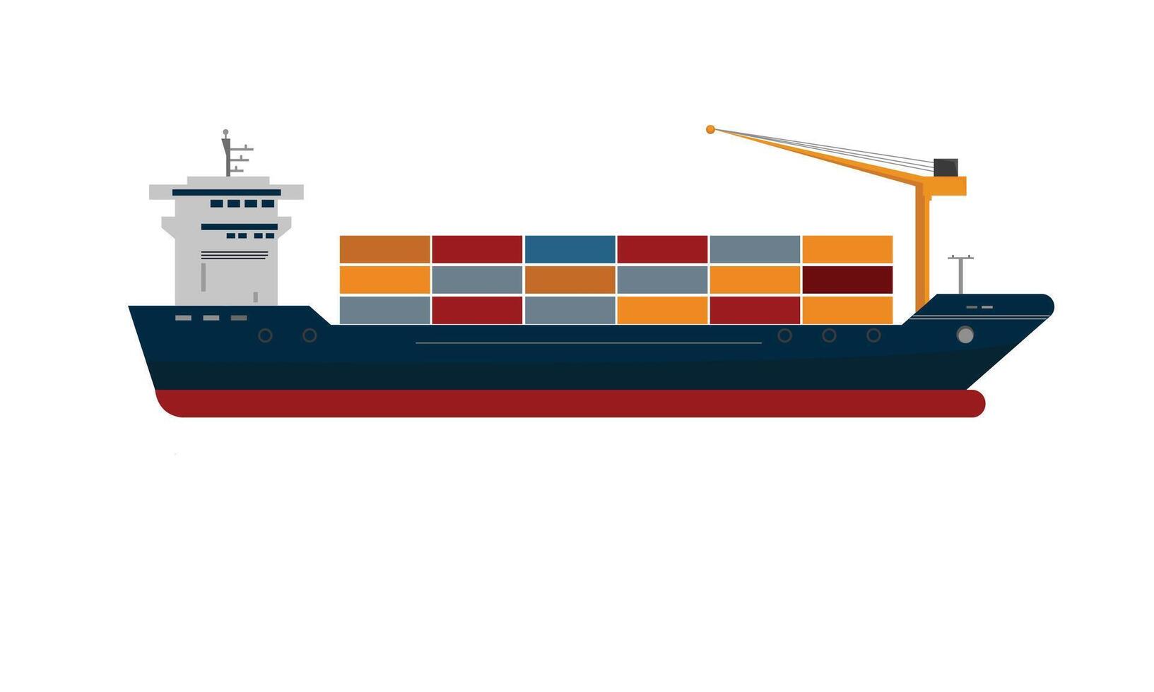 Cargo shipment carrying container big container ship with marine deck crane vector