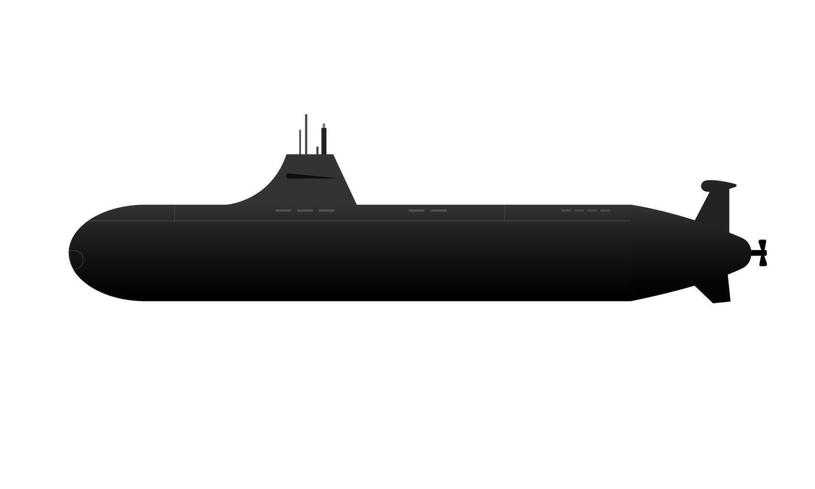 Underwater submerged submarine with powerful propellers vector