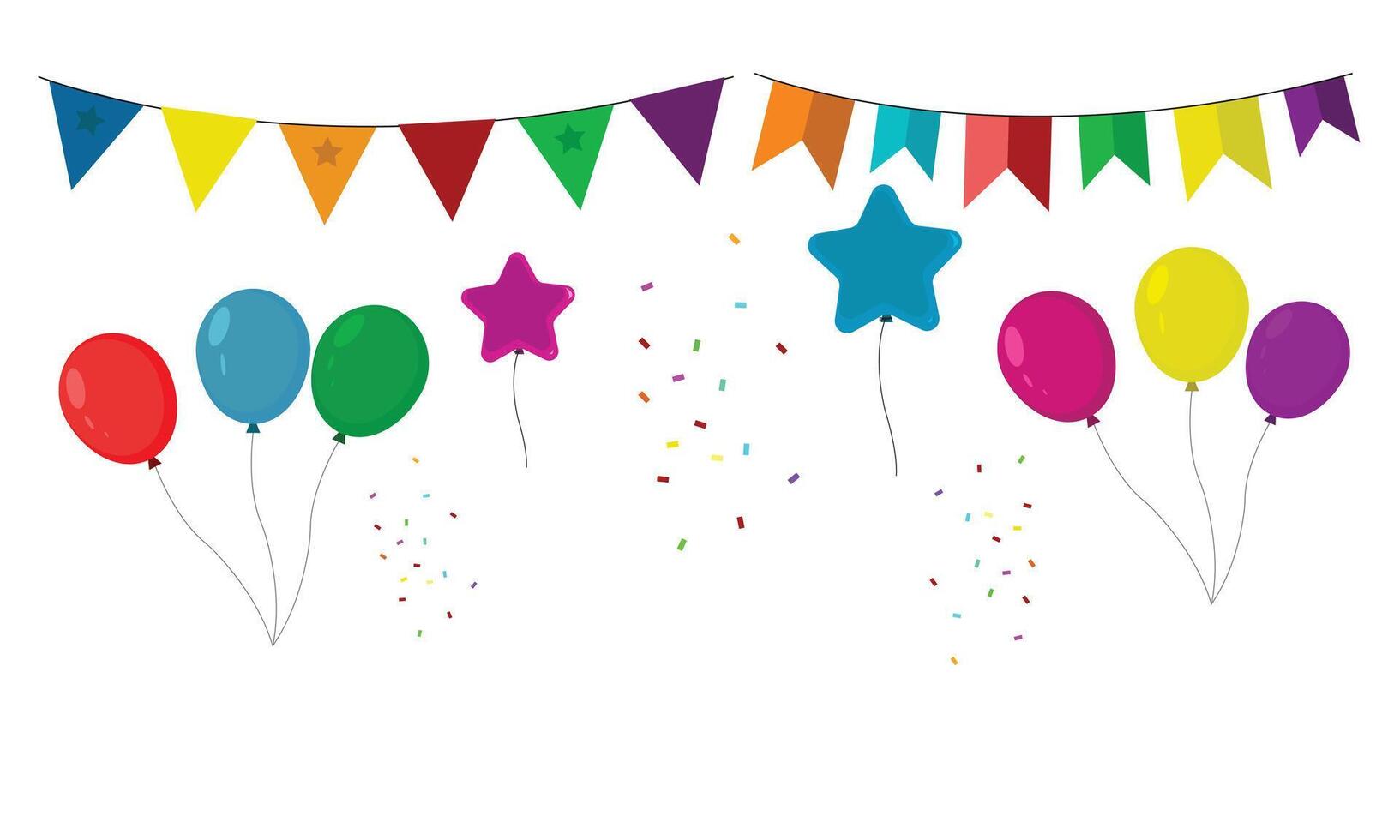 Beautiful party celebration decoration with colorful balloons and flags vector