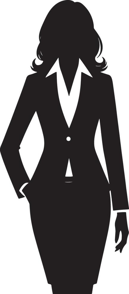 Silhouette of a woman in a business suit with hand in pocket on a white background vector