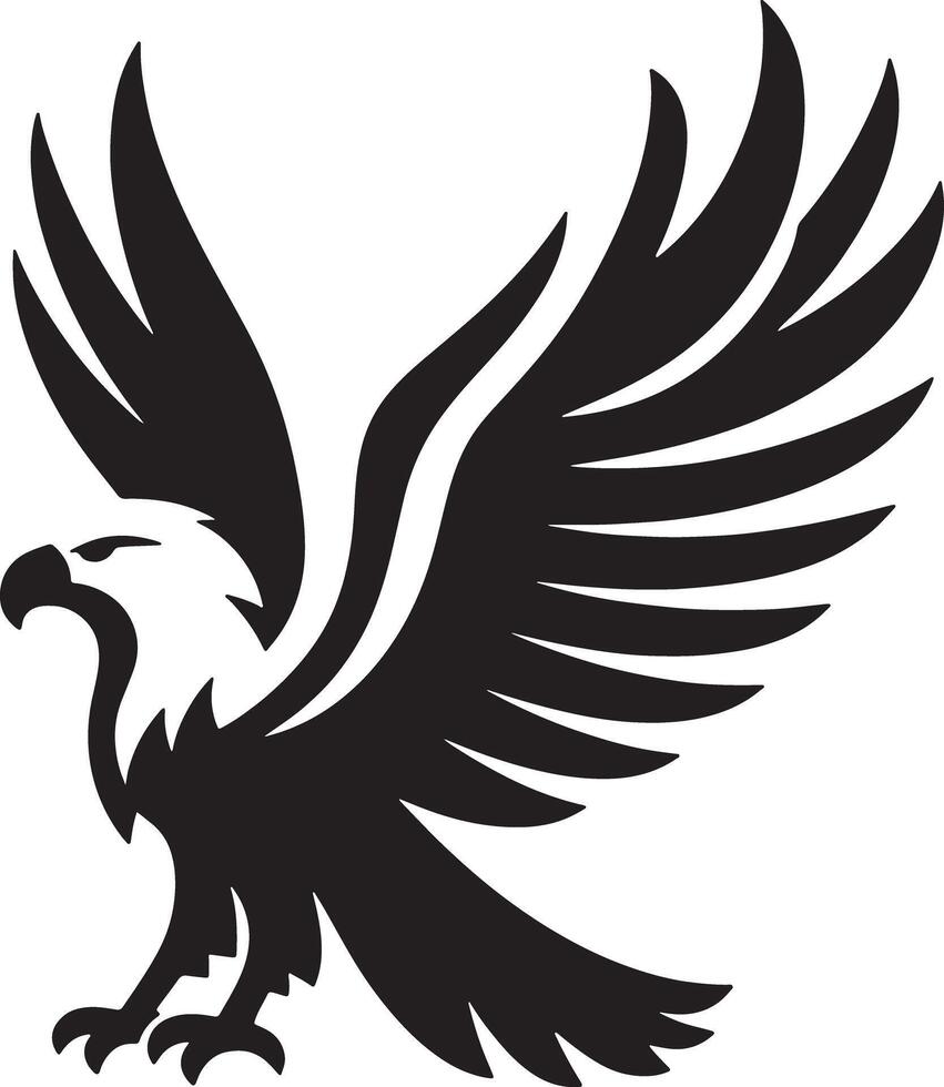 A minimalist black and white graphic illustration of an eagle with spread wings vector