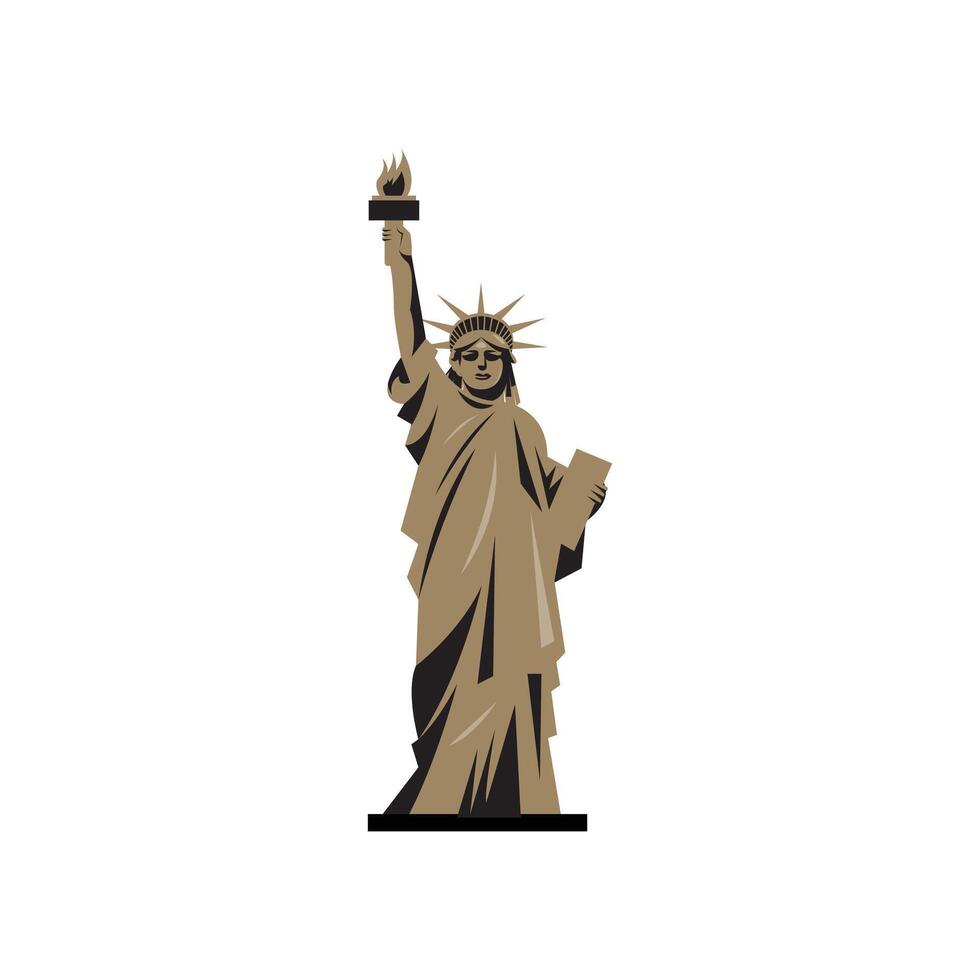 Minimalist Statue of Liberty Illustration Isolated on White Background vector
