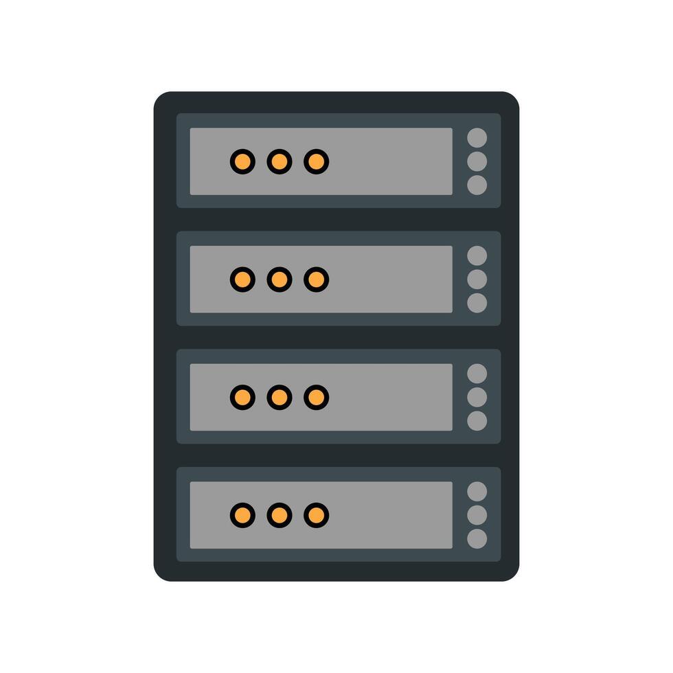 Flat server rack icon data center hardware and network storage vector