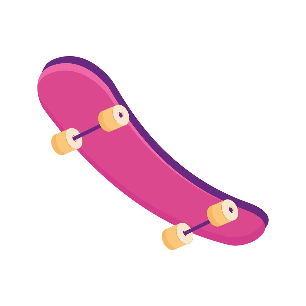 Retro skateboard illustration in pink and purple vector