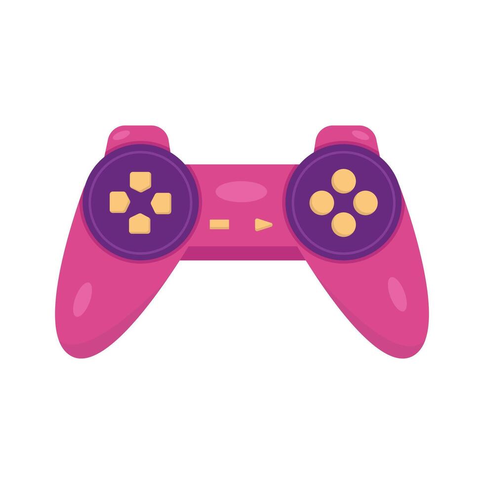 Retro game controller illustration in pink and purple vector