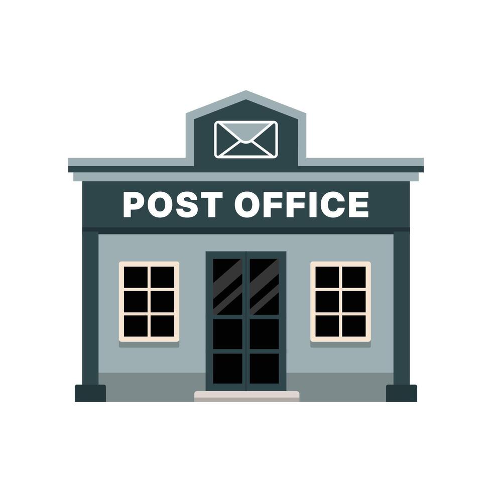 Flat Illustration of a Post Office Building with Mail Symbol vector