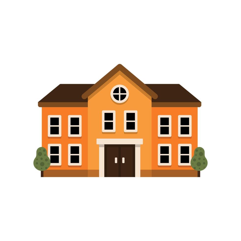 Flat Illustration of a School Building with Trees vector