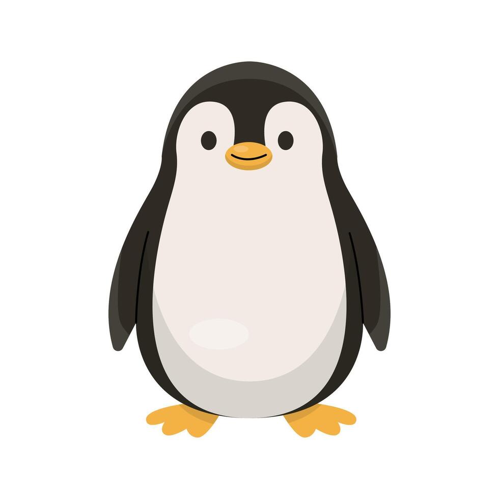 Cute Cartoon Penguin Standing Flat Style Illustration vector