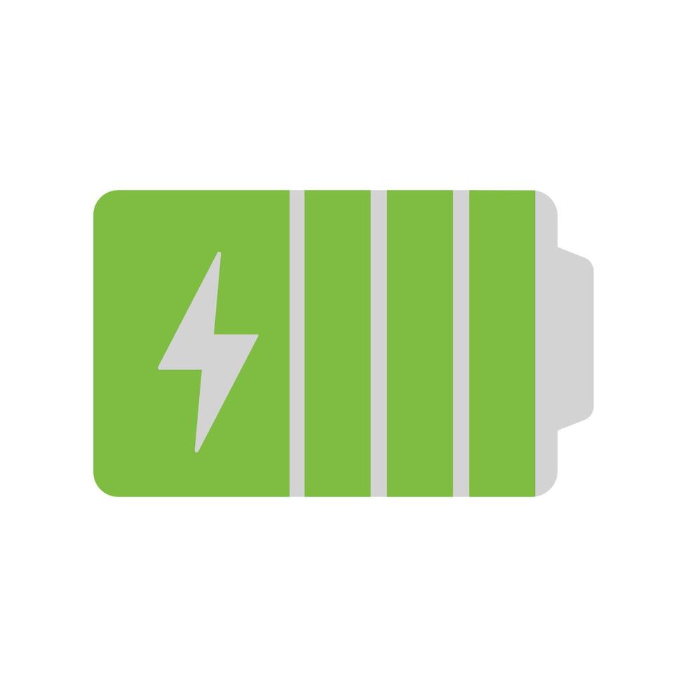Full battery icon flat illustration green energy power level indicator vector
