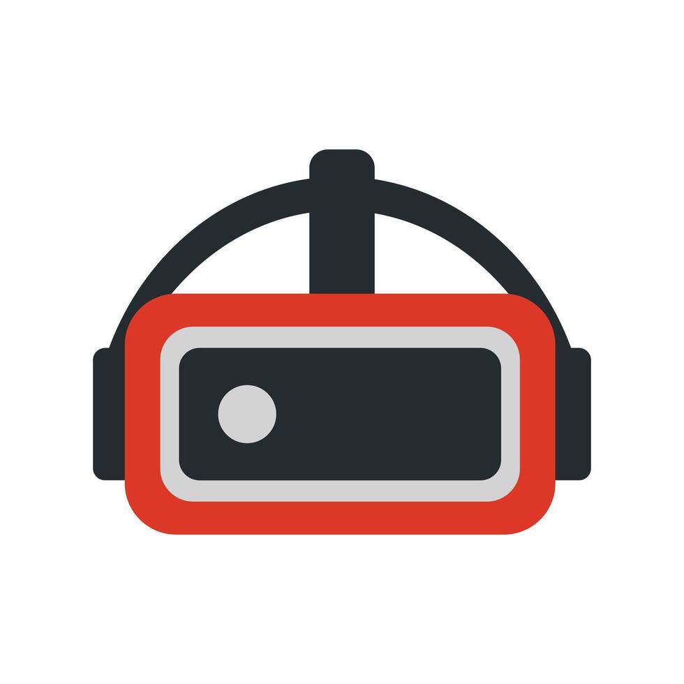 Virtual reality headset icon in red and black flat VR device illustration vector