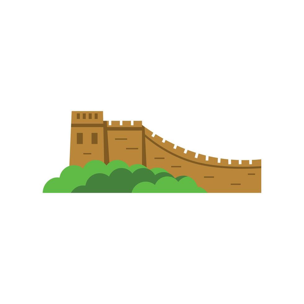Flat Illustration of The Great Wall of China vector