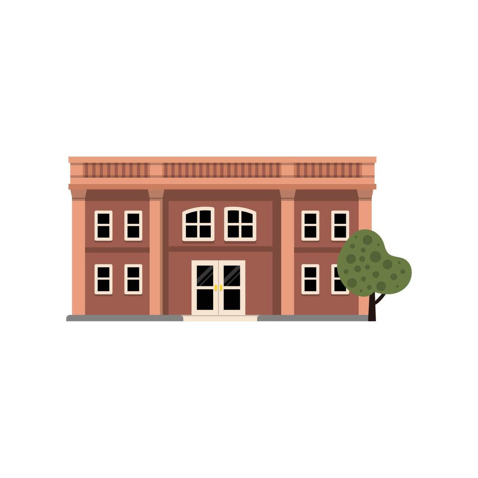 Flat Design Illustration of Public Library Building with Tree vector