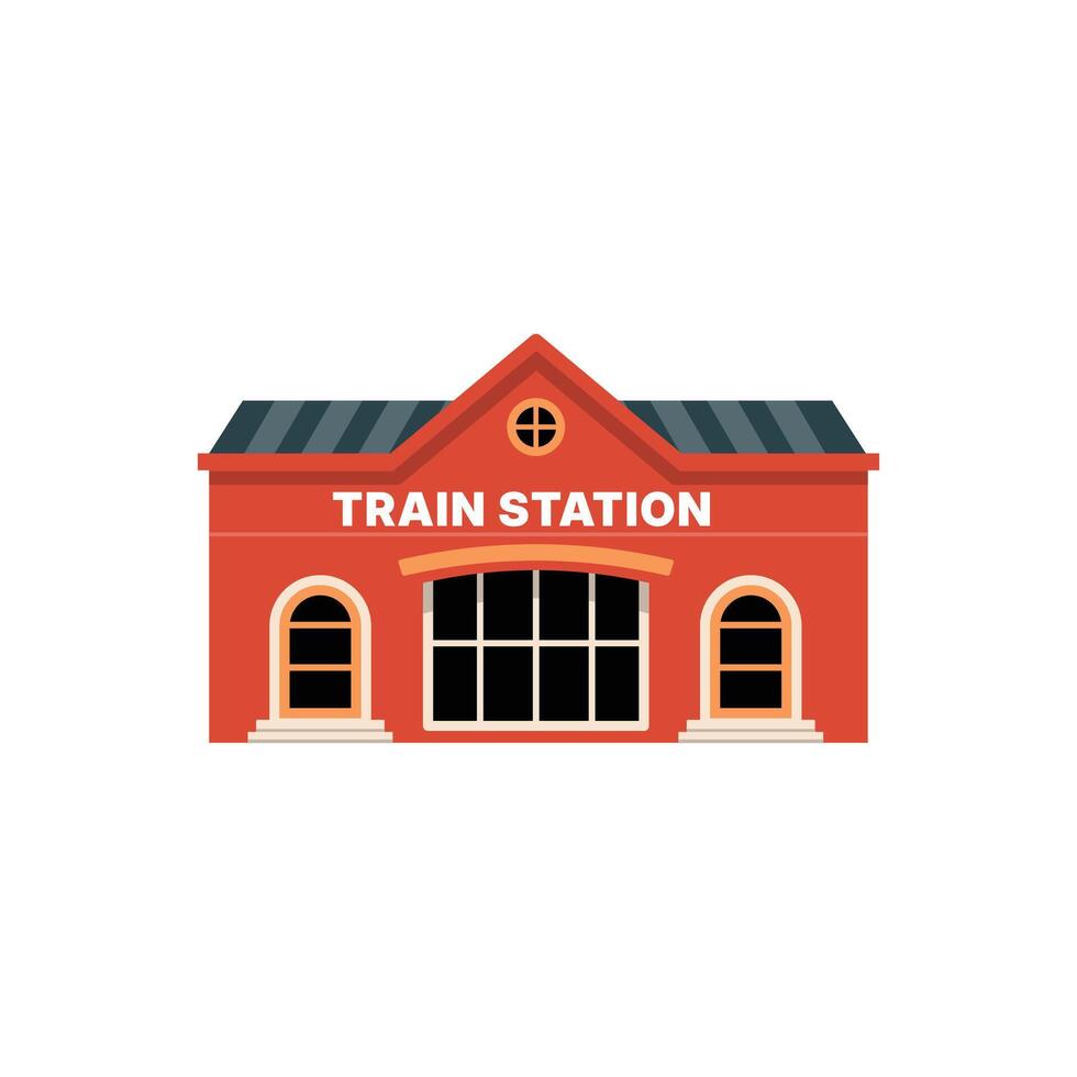 Flat Illustration Train Station Building Illustration vector