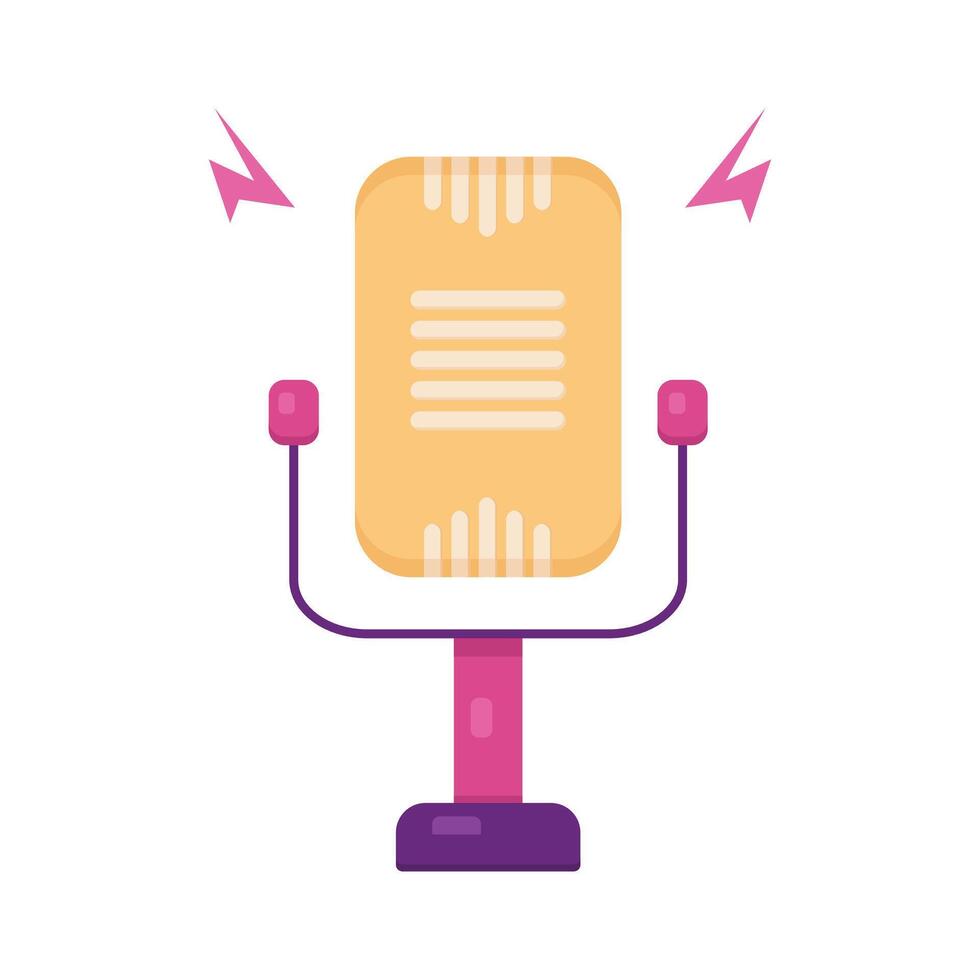 Retro microphone illustration in flat cartoon style vector