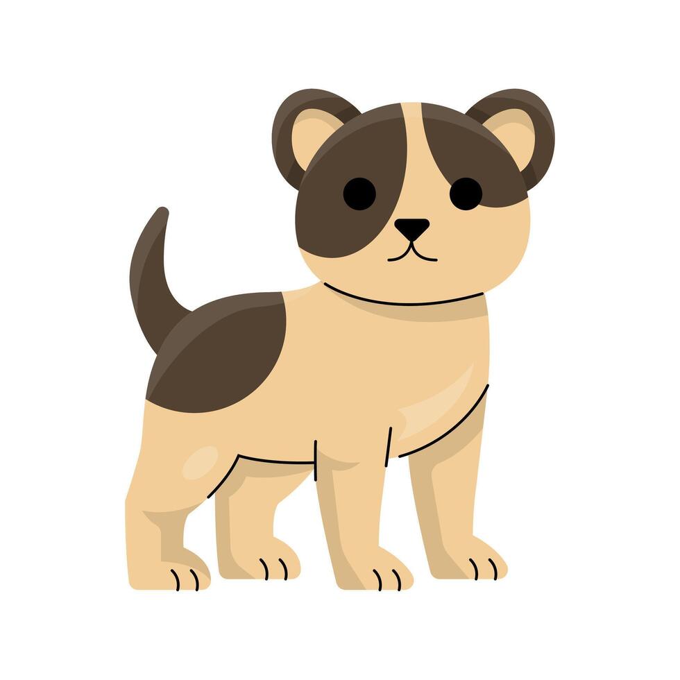 Cute cartoon brown puppy illustration isolated on white background vector