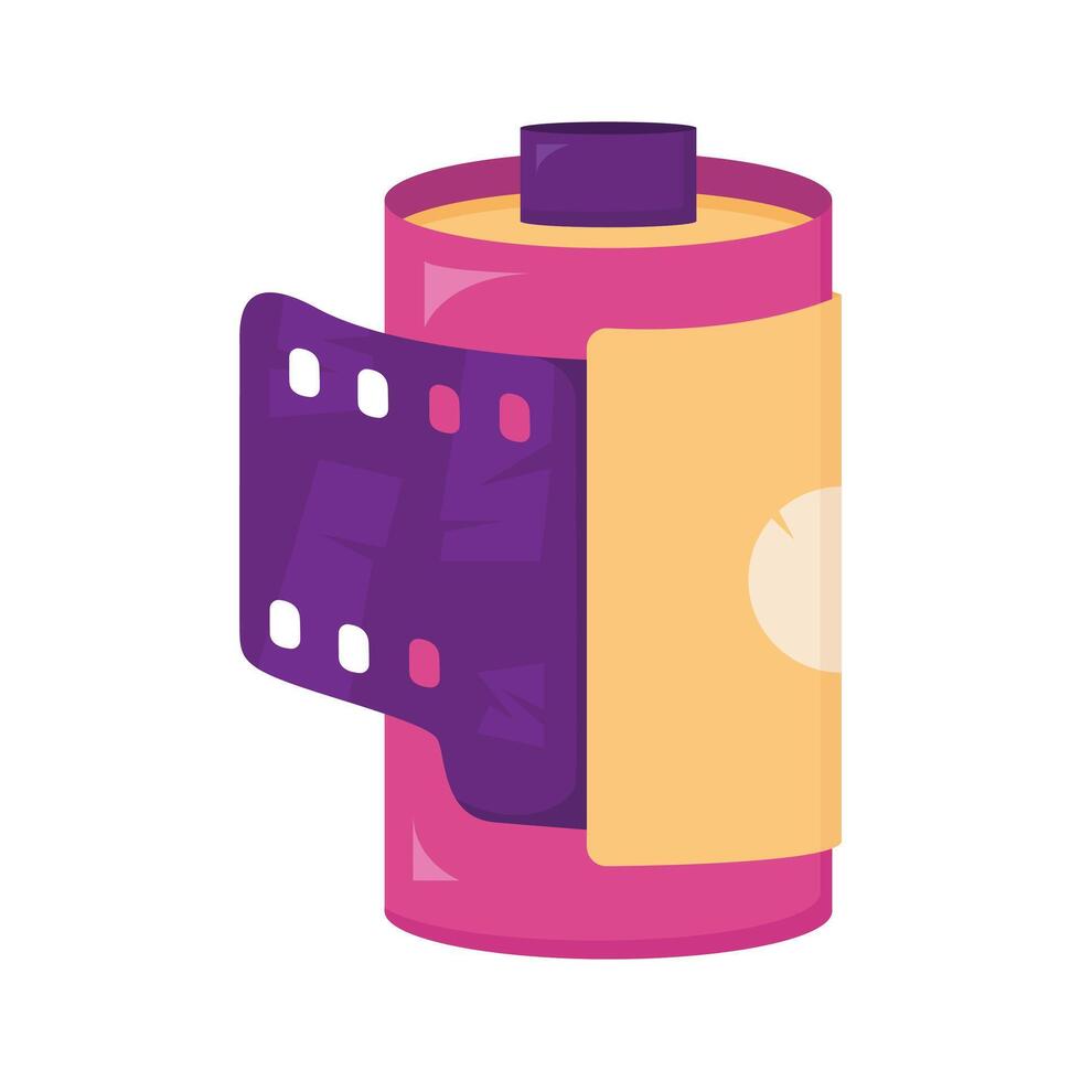 Retro photo film roll illustration in pink and yellow vector