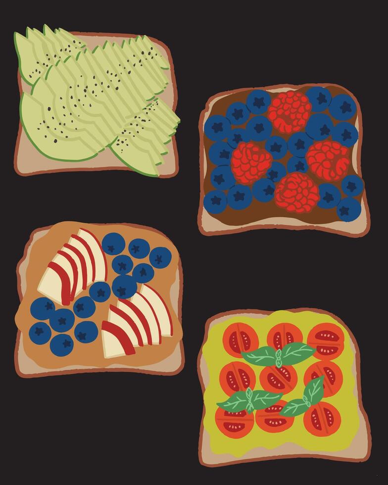 sanwich set healthy food vector
