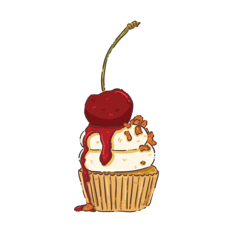 cupcake sweet food vector