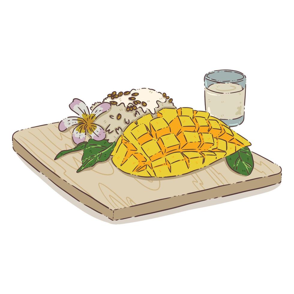 Mango sticky rice fruit food vecter vector
