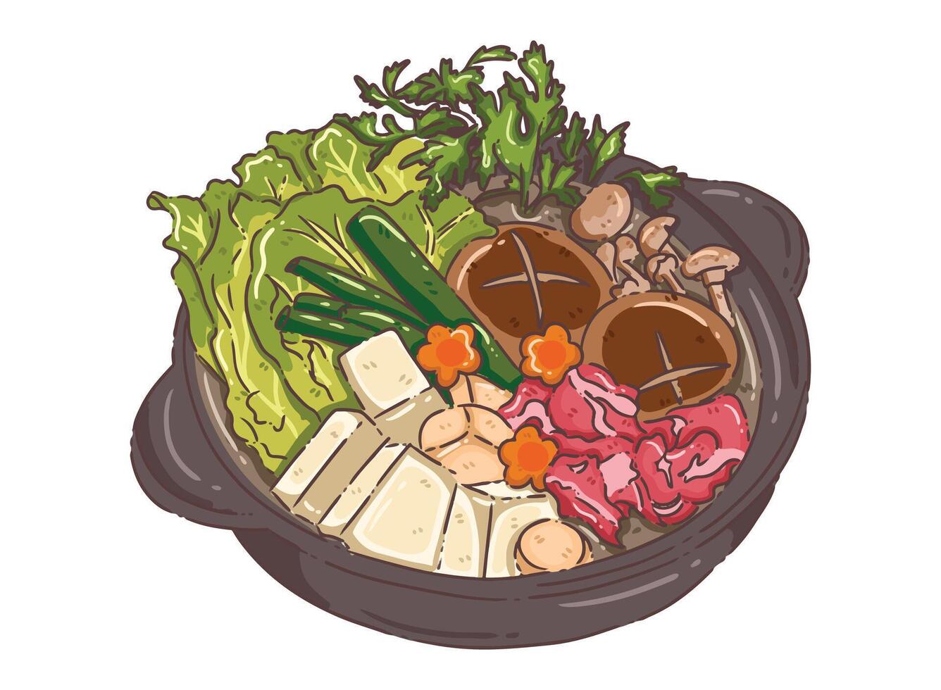 Hot pot sukiyaki vecter vector