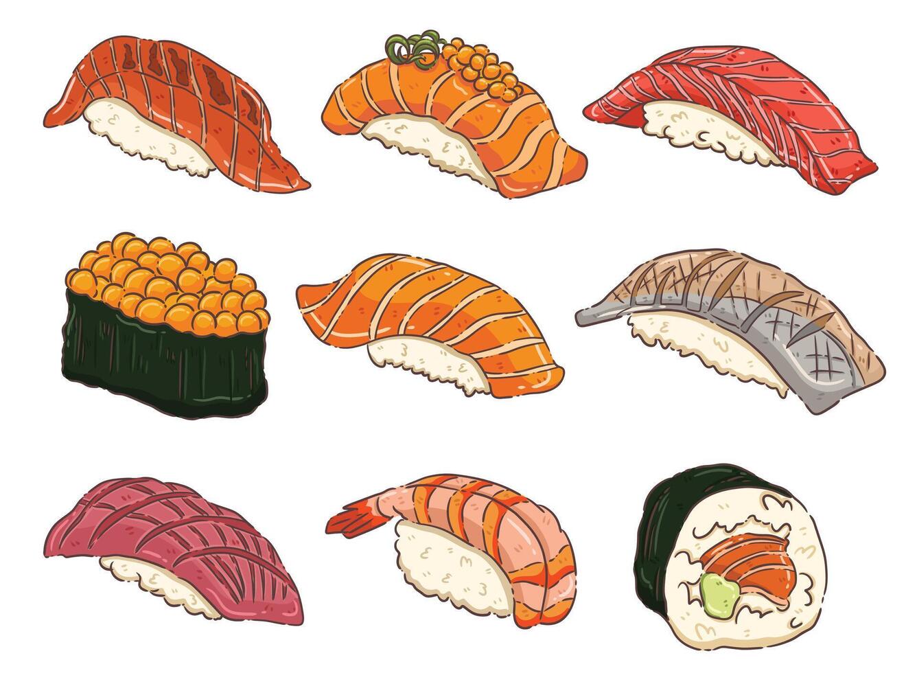 sushi set element vector