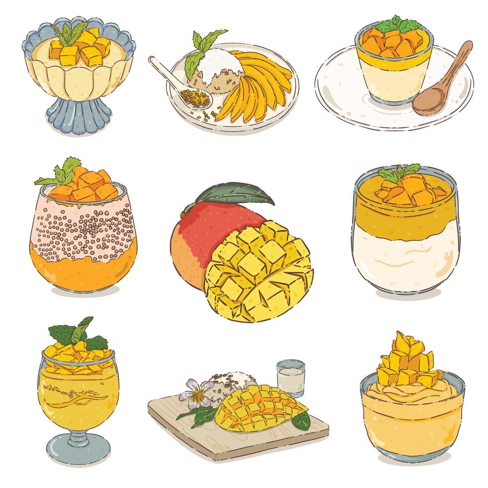 mango set food vector