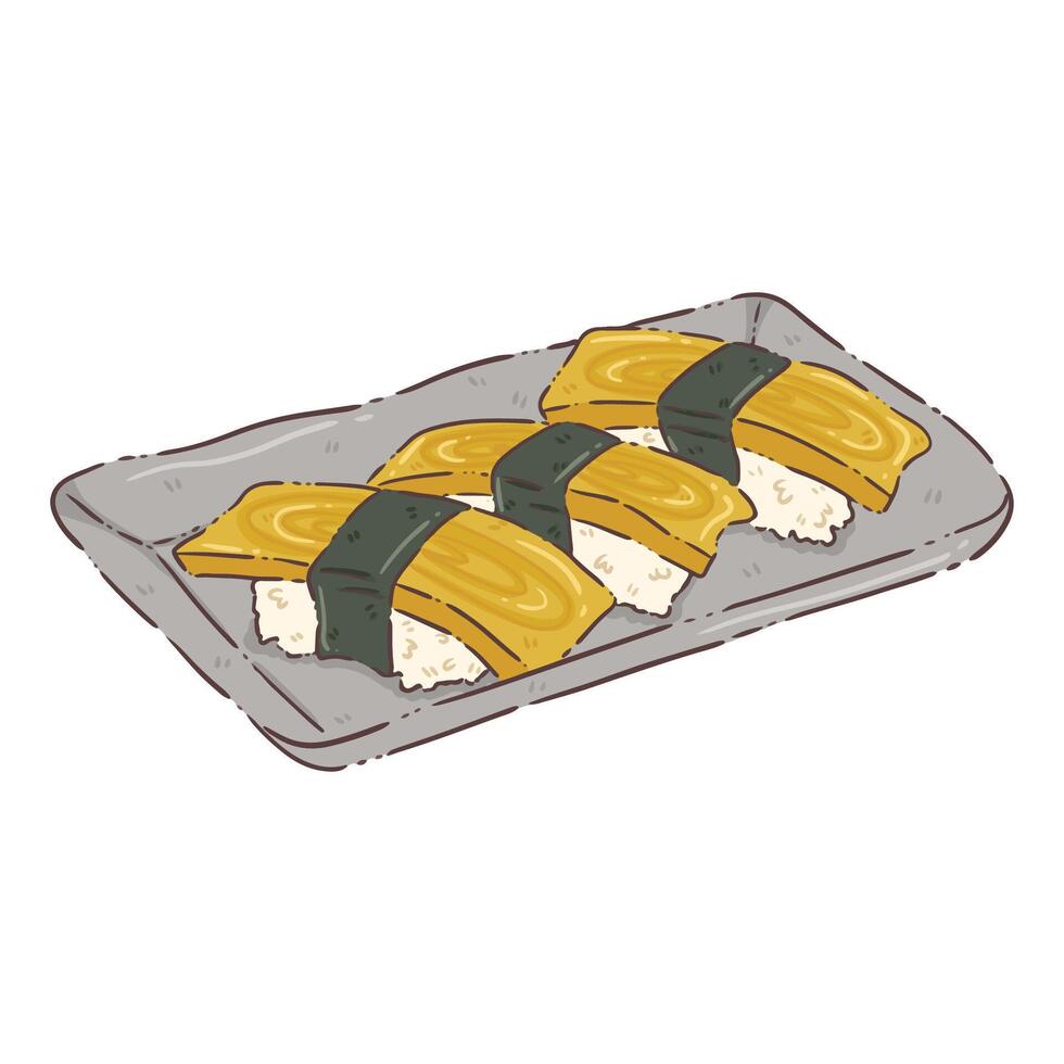 sushi japan food set vector