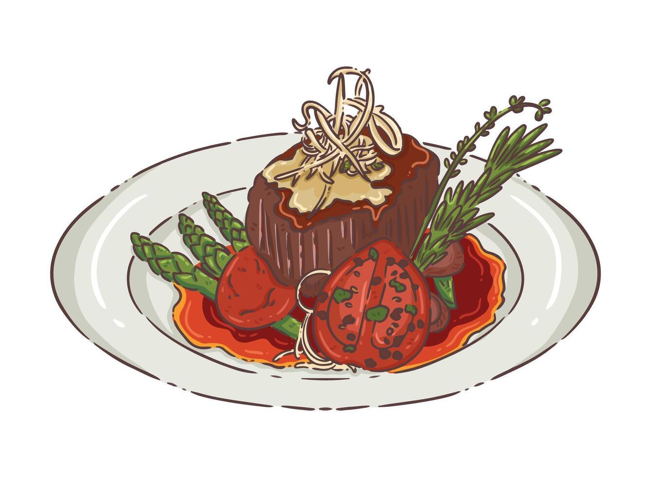 Steak italain food isolate vector