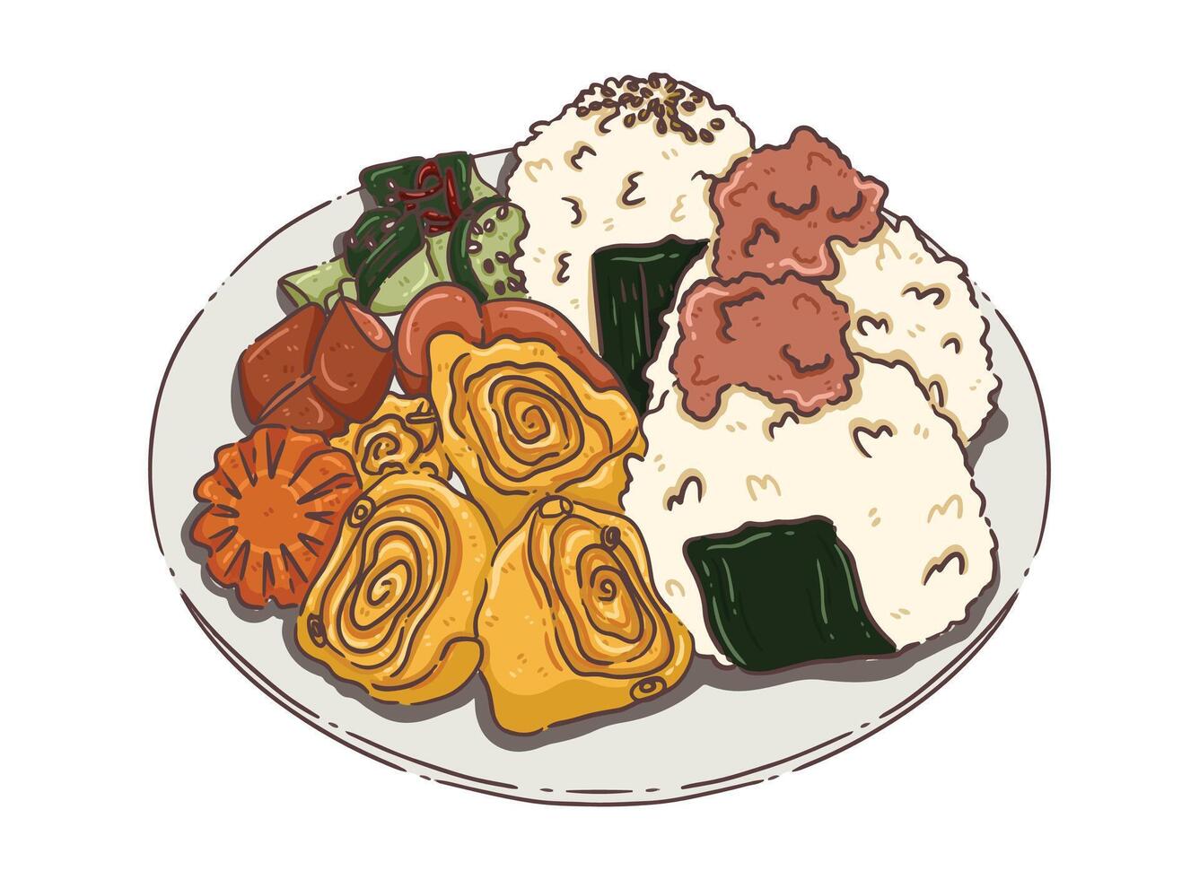 sushi set lapan food vector