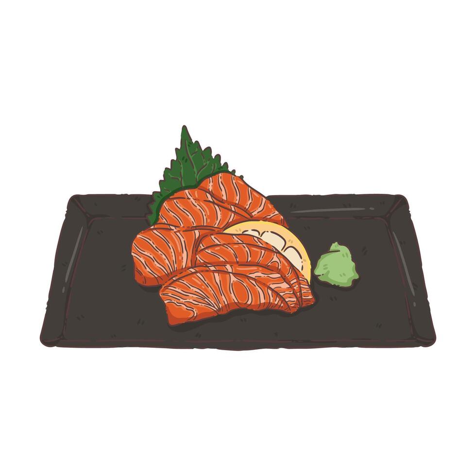 sashimi japan food set vector