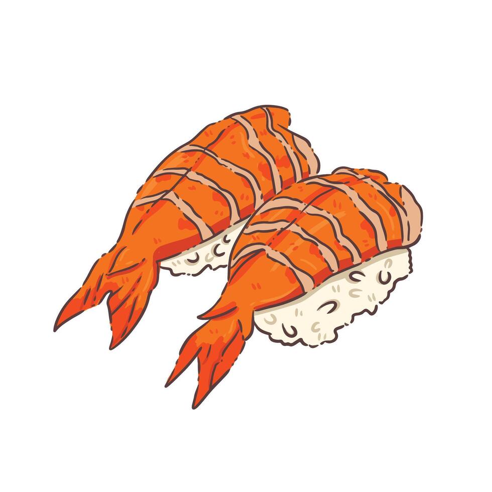 sushi japan food shrimp vector