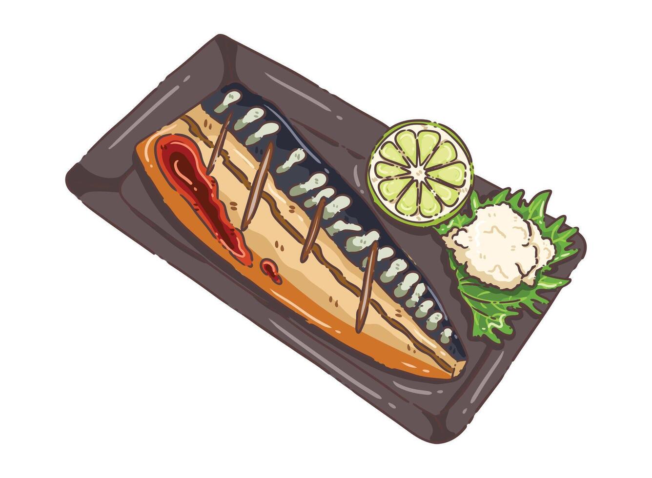 saba fish food vector