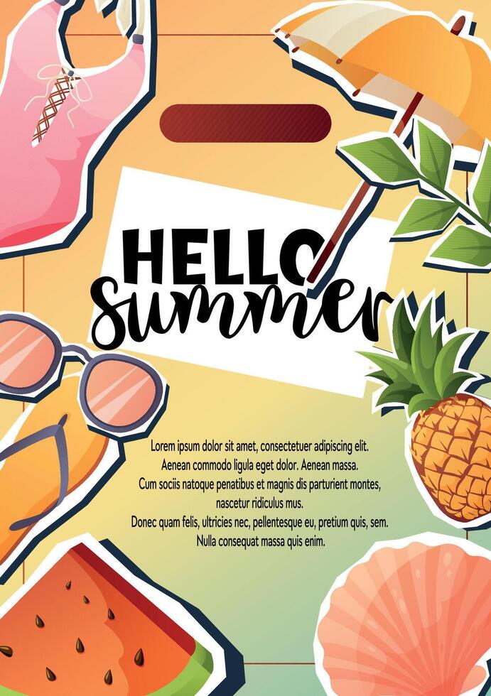 summer banner with summer elements vector