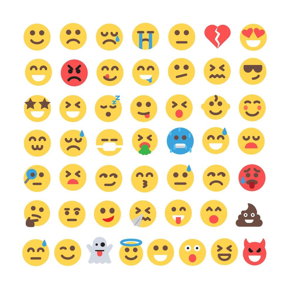 Set of emoticon collection illustration creative design for apps websites and digital content vector